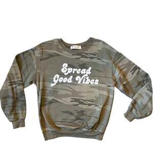 Wound Up Sweatshirt- Camo Spread Good Vibes Size Small